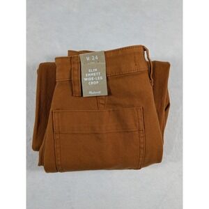 Madewell Slim Emmett Wide Leg‎ Crop Pants Women Size 26 Brown Cotton Blend READ